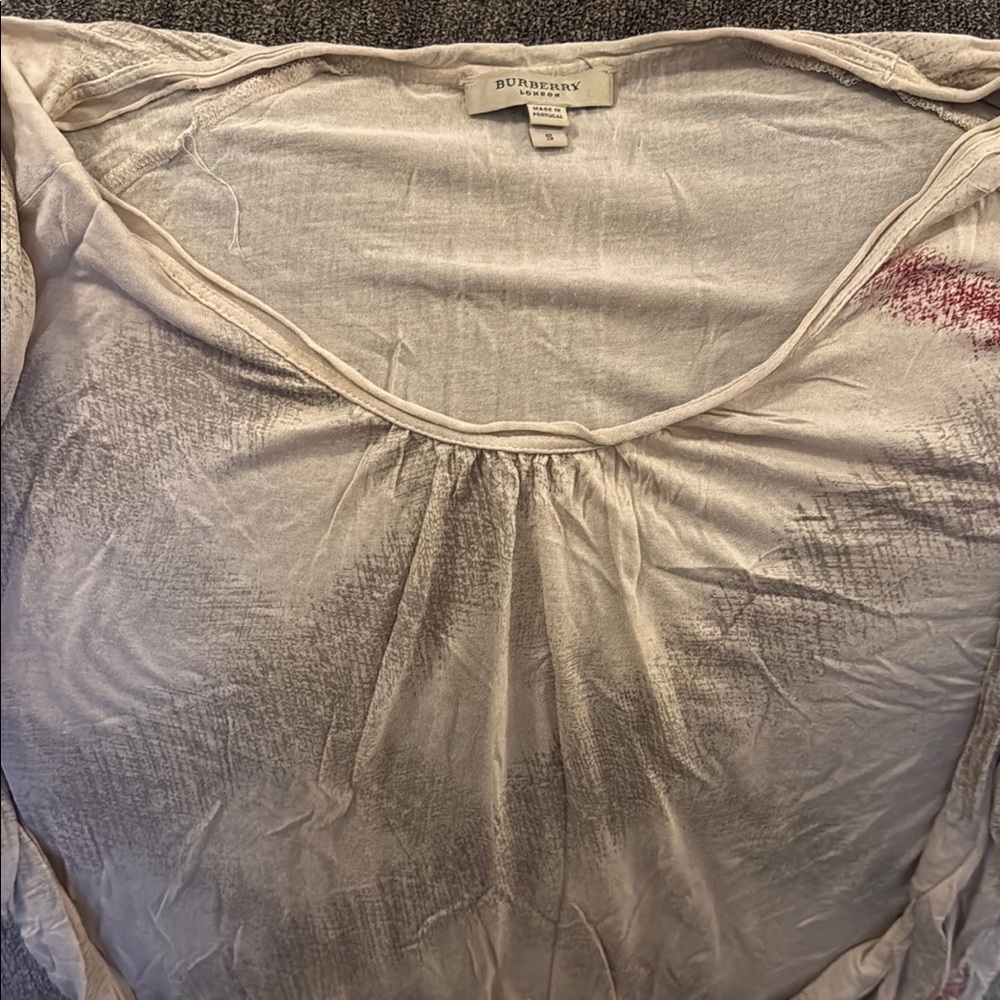 Burberry Off-White Gathered Neck Top
